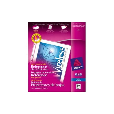 Avery Dennison Avery Super Heavyweight Reference Sheet Protectors, 8-1/2inW x 11inH, Nonglare, 50/PK 74131